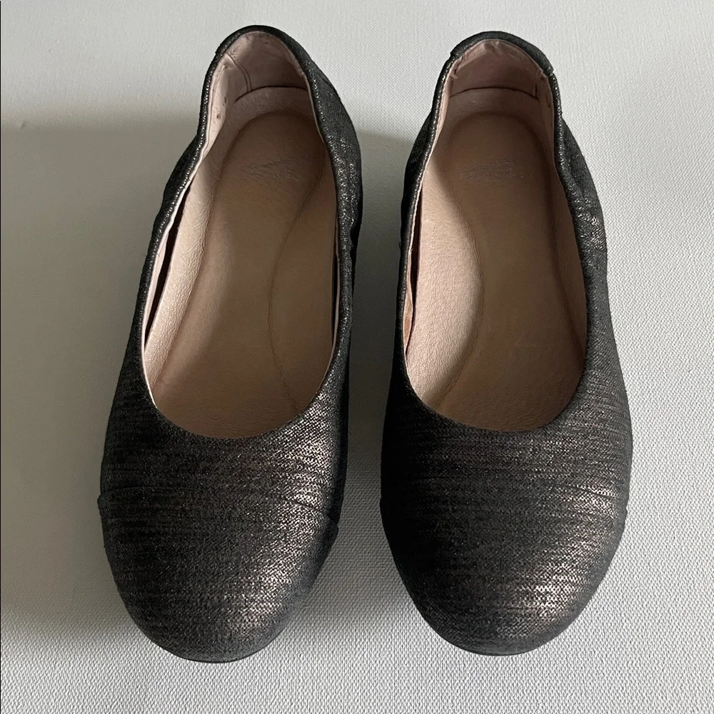 Dansko Women’s Lisanne Ballet Flats Pewter Textured Leather Metallic